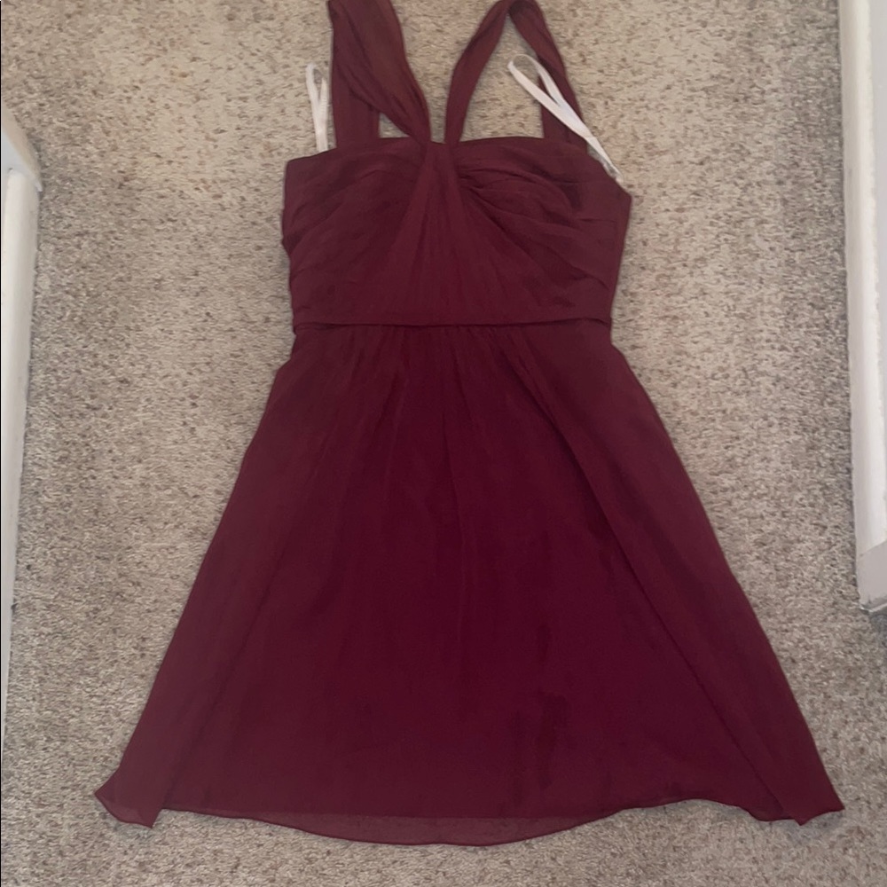 Women's Burgundy Sleeveless Twist-Front Dress